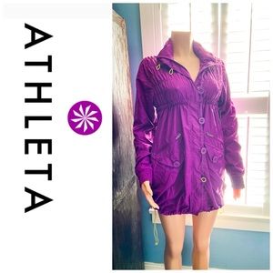 New Athleta M Anorak winbreaker hidden hood $129